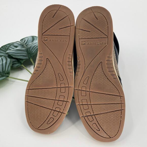 Sperry Black Gray Cream Leather Lace-Up Fold Over Wool Lined Acklin Boots Shoes - Picture 6 of 10